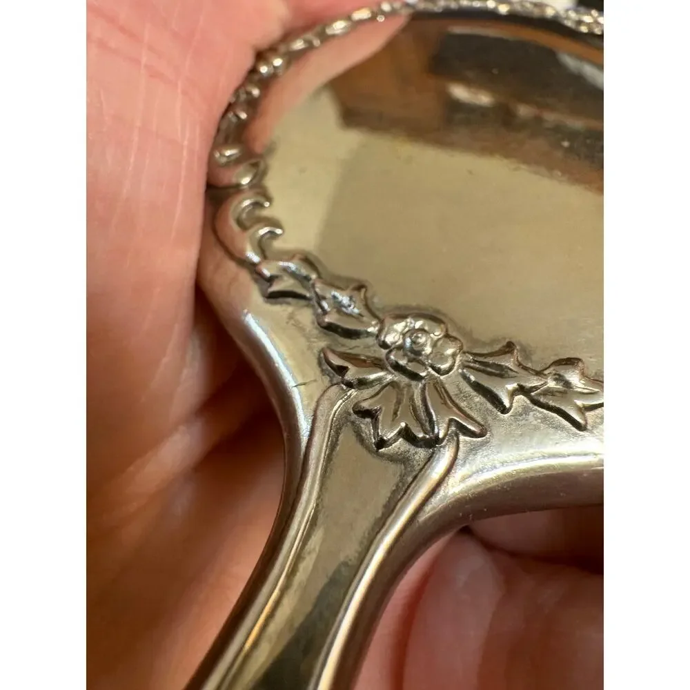 Sterling Antique Handheld Beveled Floral Design